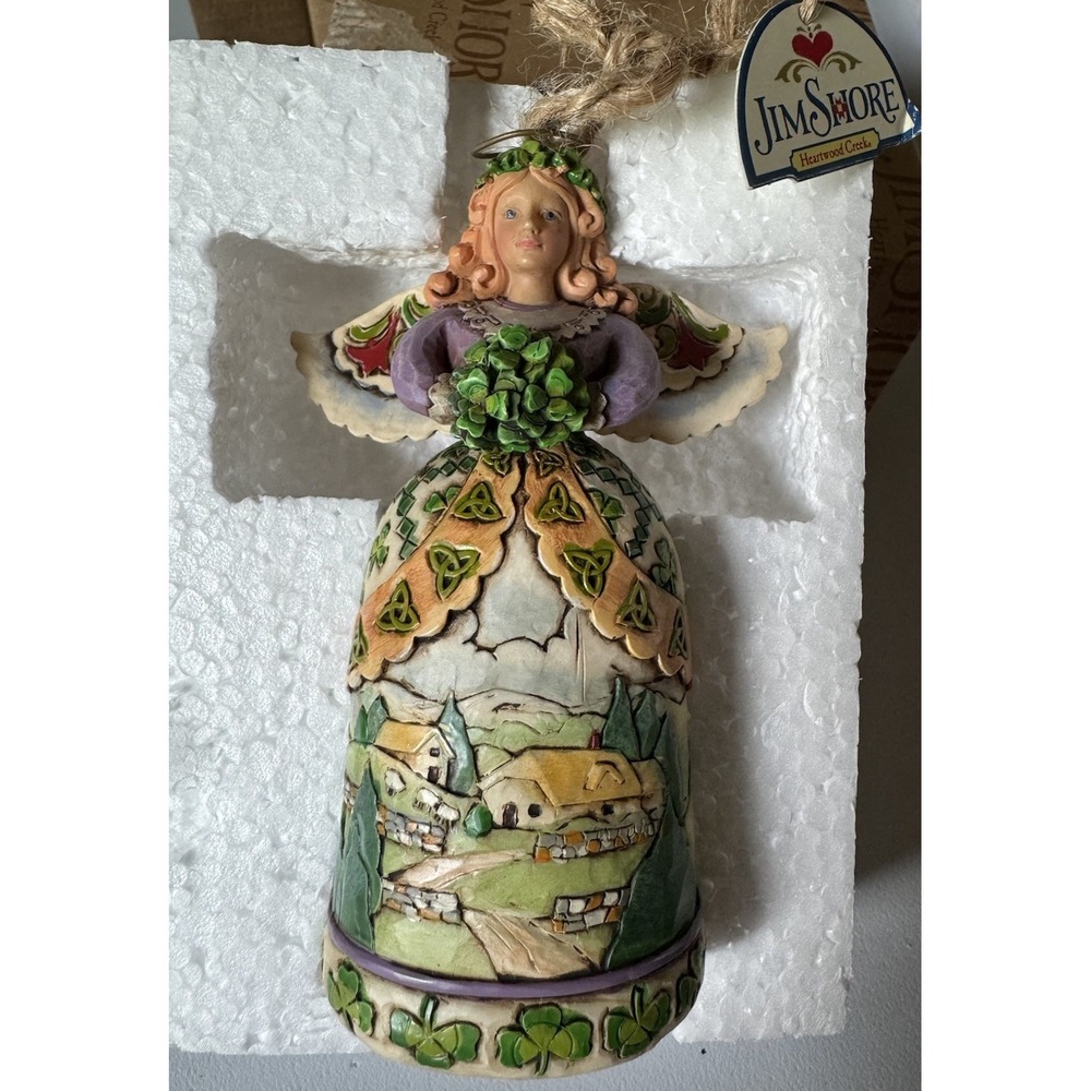Jim Shore Heartwood Creek Irish Angel Ornament Shamrock Celtic Figurine 4014289